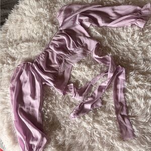Amazon Lilac Off-Shoulder Bandeau Top with Tie Detail